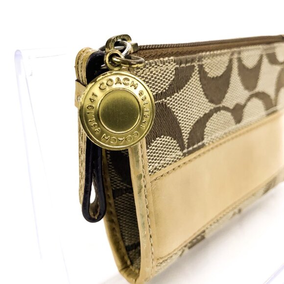 COACH Signature Mini Card Case Holder w/Key Ring - Picture 4 of 9